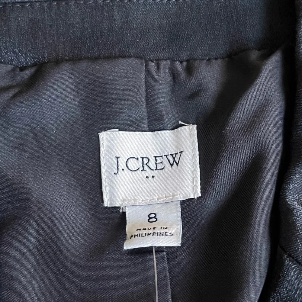 J Crew Women's Double Breasted Blazer Size 4 Lined High Shine Black Coat $220